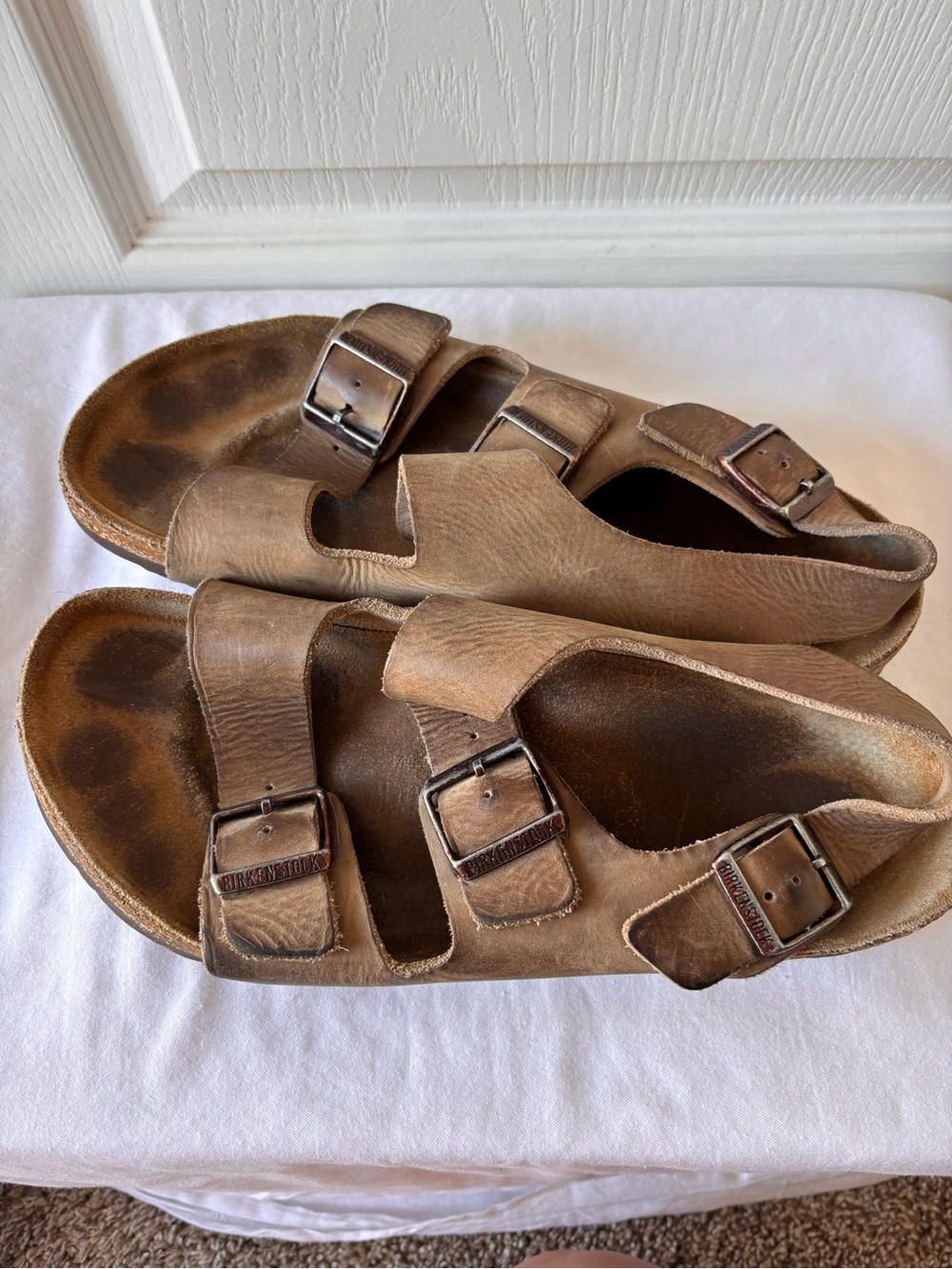 Birkenstock Arizona Sandals Mens 42 9-9.5 brown Suede Double Strap Buckle Slides